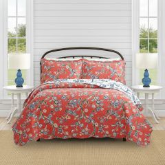 3 Piece Beach Cottage Floral Quilt Set