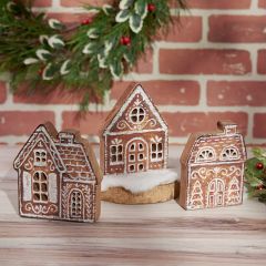 3 Piece Chunky Gingerbread Village Shelf Sitter Set