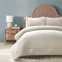 3 Piece Clipped Stripe Comforter Set