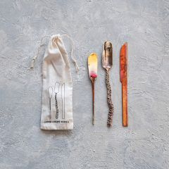 3 Piece Copper Canape Knife Set in Drawstring Bag