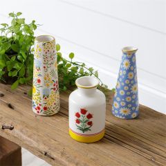 3 Piece Floral Bud Vase Collection