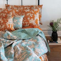 3 Piece Floral Print Embroidered Bed Cover Set