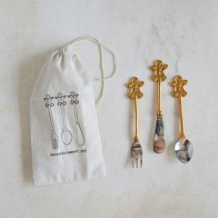 3 Piece Gingerbread Handled Cutlery Set