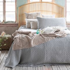 3 Piece Gracious Grey Quilted Bed Cover Set