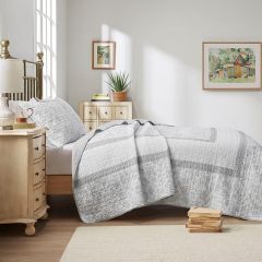 3 Piece Grey Paisley Print Comforter Set