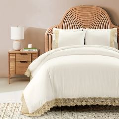 3 Piece Lace Trim Duvet Cover