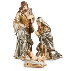 3 Piece Metallic Holy Family Figure Set