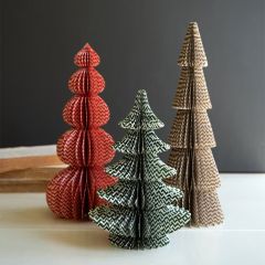 3 Piece Paper Accordion Christmas Tree Set