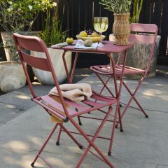 3 Piece Pink Folding Bistro Table with Chairs Set