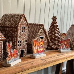 3 Piece Retro Christmas Deer Stand Up Set