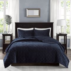 3 Piece Reversible Faux Velvet Coverlet Set