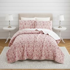 3 Piece Reversible Paisley Floral Quilt Set