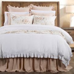 3 Piece Ruffled Linen Comforter Set