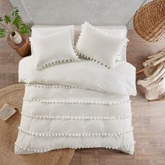 3 Piece Simply Chic Pom Pom Duvet Cover Set