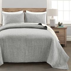3 Piece Solid Kantha Coverlet Set