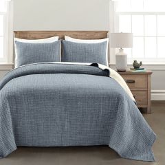 3 Piece Solid Kantha Quilt Coverlet Set