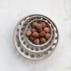 3 Piece Stoneware Basket Bowl Set