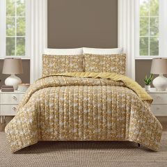 3 Piece Warm Florals Block Print Quilt Set