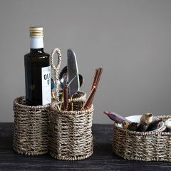 3 Section Seagrass Tabletop Caddy