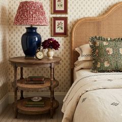 3 Tier Round Side Table With Cane Shelves