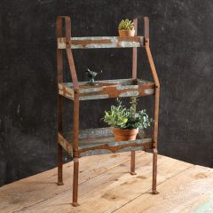3 Tier Rustic Metal Shelf Stand