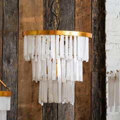 3 Tier Selenite Stone Waterfall Chandelier