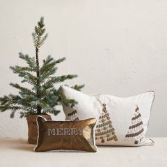 3 Tree Embroidered Christmas Lumbar Pillow