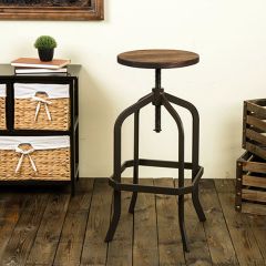 Wood Top Adjustable Metal Swivel Bar Stool