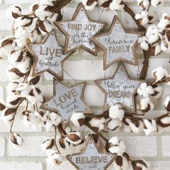 Inspirational Barnwood Star Ornaments Set of 6