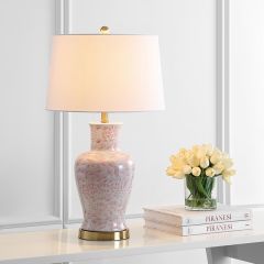 Chic Floral Pattern Ceramic Accent Lamp Set of 2