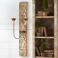 Carved Wood 2 Arm French Chateau Wall Sconce
