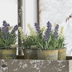 Faux Lavender in Tin Bucket Set of 2