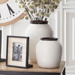 Dark Rim Pale Ceramic Vases Set of 3