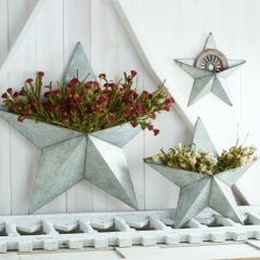 Galvanized Metal Pocket Star Set of 3