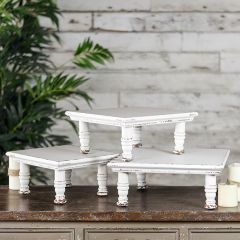 White Wood Display Risers Set of 3