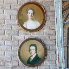 Antique Style Round Portrait Set of 2