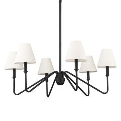 Natural Black Chandelier with Ivory Linen Shade