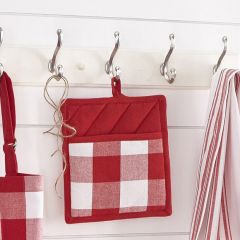 Red and White Buffalo Check Potholders Set of 2