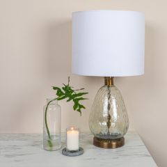 Textured Hammered Glass Base Table Lamp