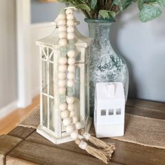 Tasseled Glass And Wood Bead Garland