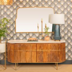 Arched Distressed Gold Metal Frame Wall Mirror