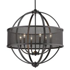 Matte Black 6 Light Chandelier with Matte Black Shade