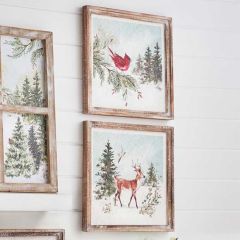 Woodland Animal Holiday Wall Art Set of 2