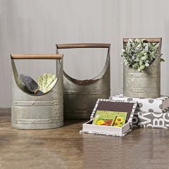 Galvanized Bucket Planter Set of 3