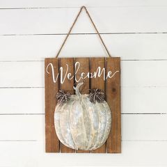 Rustic Pumpkin Hanging Welcome Sign