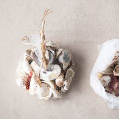 Jute Bag of Shells Set of 2