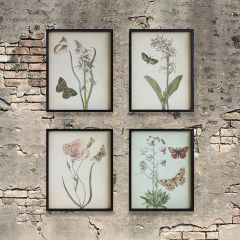 Flowers and Butterflies Framed Wall Art Set of 4