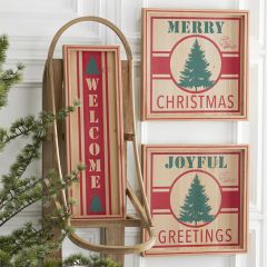 Holiday Message Wood Wall Art Set of 2