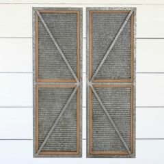 Corrugated Metal Barn Door Panel Wall Decor Set of 2