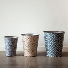 Pretty Patterns Metal Buckets Set of 3